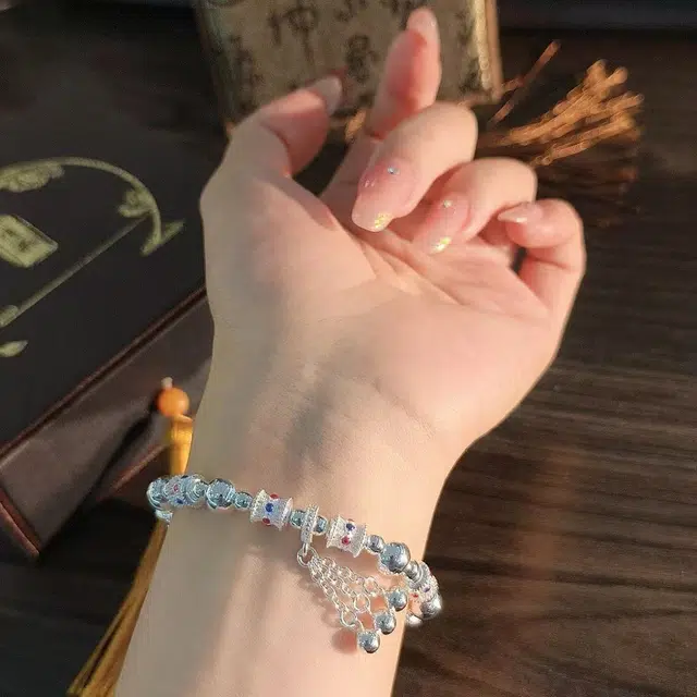 麟典 珐琅流苏八宝经纶转运珠复古轻奢新中式宫廷嘻哈时尚精工中性饰品 百搭潮酷#好运#好运 合金 手串 女款