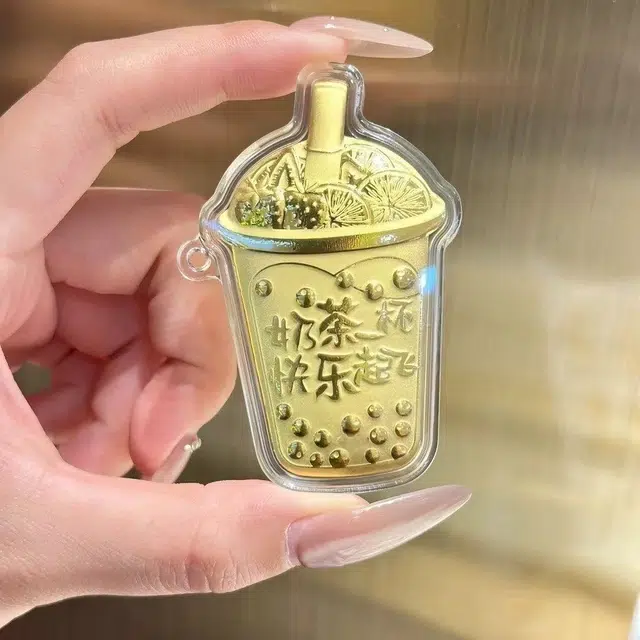 麟典 珍珠奶茶快乐起飞手机链平安纳福钥匙扣新中式储值金钱币背包挂绳宝藏高级小众保值 礼盒#好运连连 金 挂件 男女同款情侣款