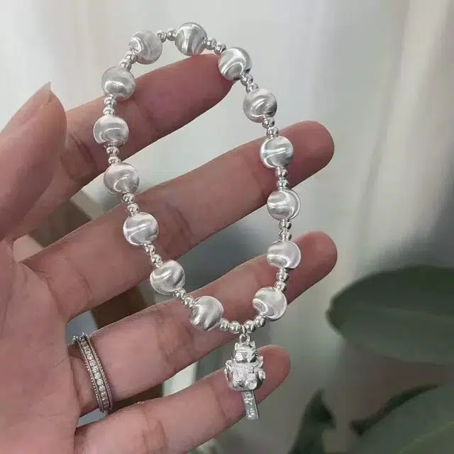 麟典 猫眼转运珠招财猫复古轻奢嘻哈时尚精工中性饰品 百搭潮酷手串 高级礼盒#好运 合金 手链 男女同款情侣款
