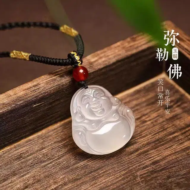 麟典 弥勒佛陀佛公转运珠浪漫甜蜜告白 高级国潮新中式氛围感宝藏小众水逆退散平安纳福手工编制 玉髓 项链 男女同款情侣款