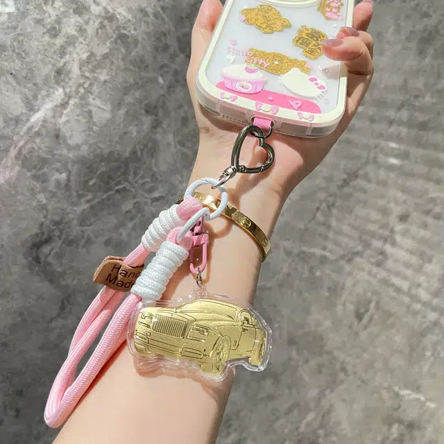 麟典 有车子豪车手机链 可爱包挂饰创意钥匙扣平安纳福美好寓意新中式国潮轻奢高级收藏纪念币 #好运 金 挂件 男女同款情侣款