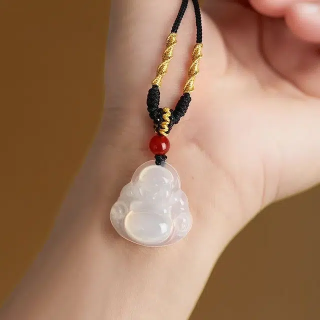 麟典 弥勒佛陀佛公转运珠浪漫甜蜜告白 高级国潮新中式氛围感宝藏小众水逆退散平安纳福手工编制 玉髓 项链 男女同款情侣款