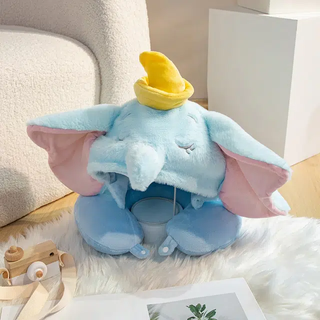 棉绘艺 卡皮巴拉水豚小熊小飞象卡通连帽枕布偶 治愈安抚陪伴 玩偶周边
