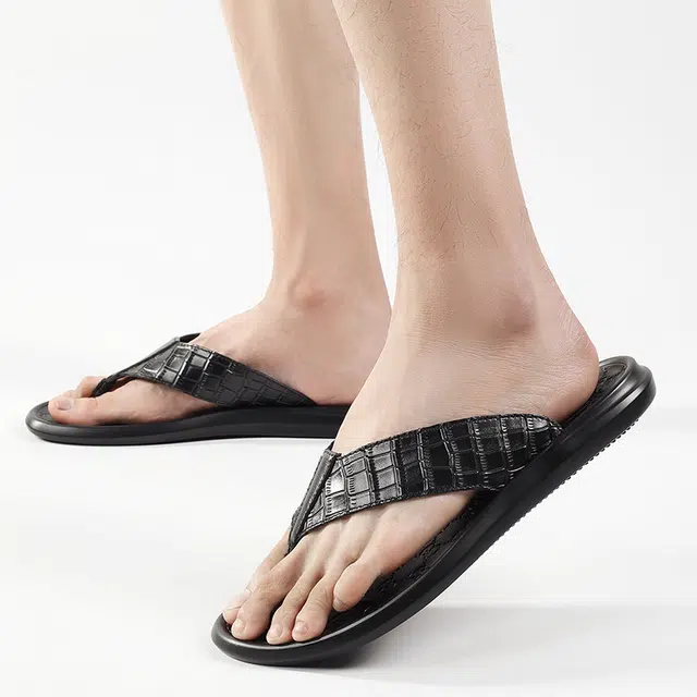 酷丁 经典百搭 舒适柔软耐折 防磨防滑人字拖鞋 男款 黑色