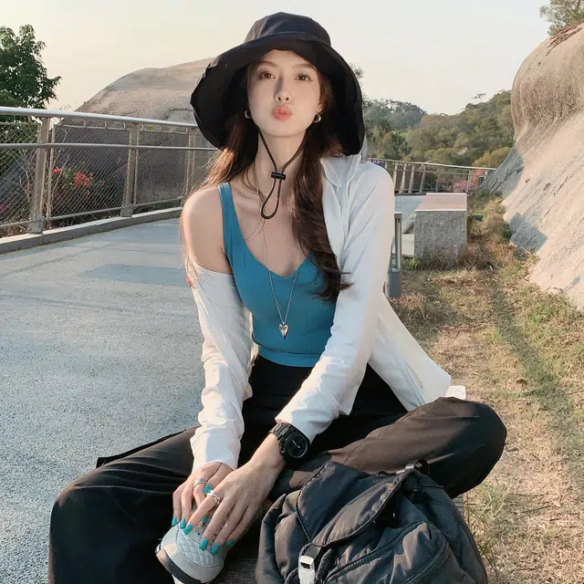 美洋 防晒 登山客 大檐帽 男女同款情侣款