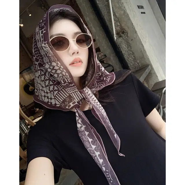 美洋 撞色抽象几何 涤纶 丝巾 男女同款情侣款