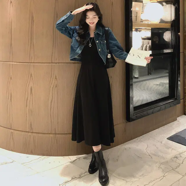美洋 舞蹈生 气质圆领带胸垫收腰显瘦无袖连衣裙 女款