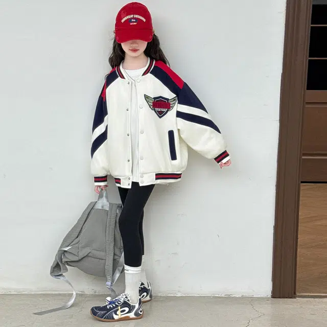 木木兔 棒球服 青春潮流时尚女大童外套学院风 宽松舒适春秋季 简约百搭休闲运动洋气 青少年