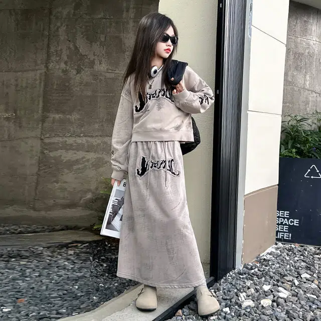 儿童款 木木兔裙装套装 时髦洋气秋季女童裙子 中大童学院风休闲两件套 柔软百搭潮流青春时尚