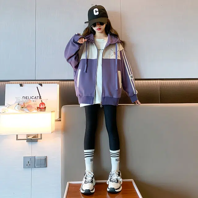 木木兔卫衣 潮流青春时尚 女童外套   宽松舒适柔软 连帽休闲百搭 女孩学院风  中大童个性