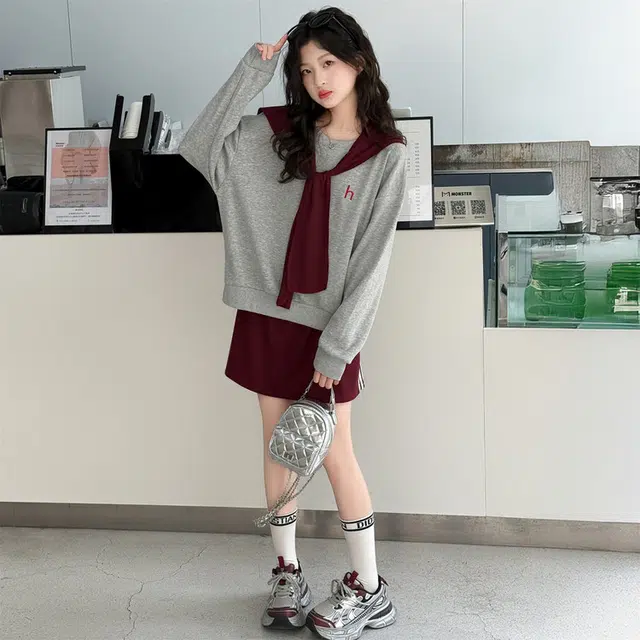 儿童款 木木兔裙装套装 髦洋气秋季女童裙子 大童 学院风甜美青春时尚三件套 柔软百搭潮流