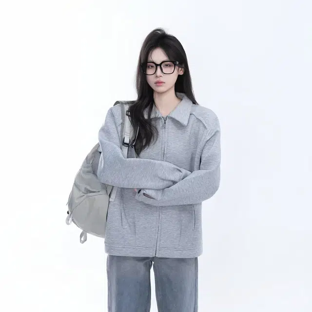 木木兔 潮流时尚秋季外套 情侣装 大码  美式复古重磅高级感拉链宽松休闲简约百搭夹克 男女同款