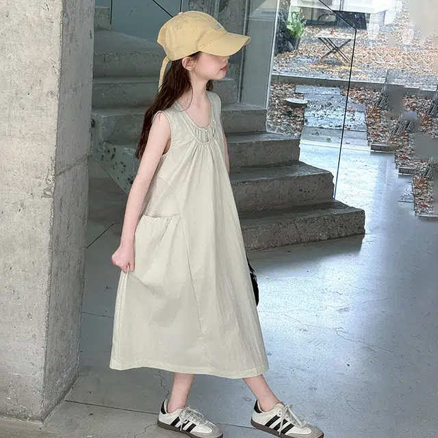 木木兔连衣裙 时髦洋气夏季薄款宽松舒适中大童时尚百搭个性女孩工装裙子