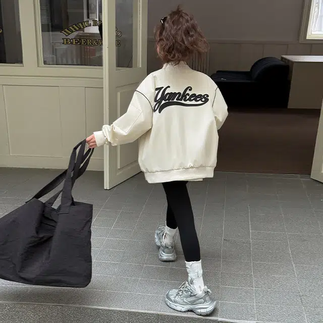 木木兔 棒球服 青春潮流时尚女大童外套学院风 宽松舒适秋季简约百搭休闲运动字母洋气 青少年