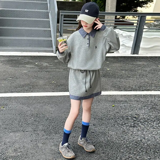 儿童款 木木兔裙装套装 时髦洋气秋季女童裙子 大童 学院风甜美翻领两件套 柔软百搭潮流青春时尚