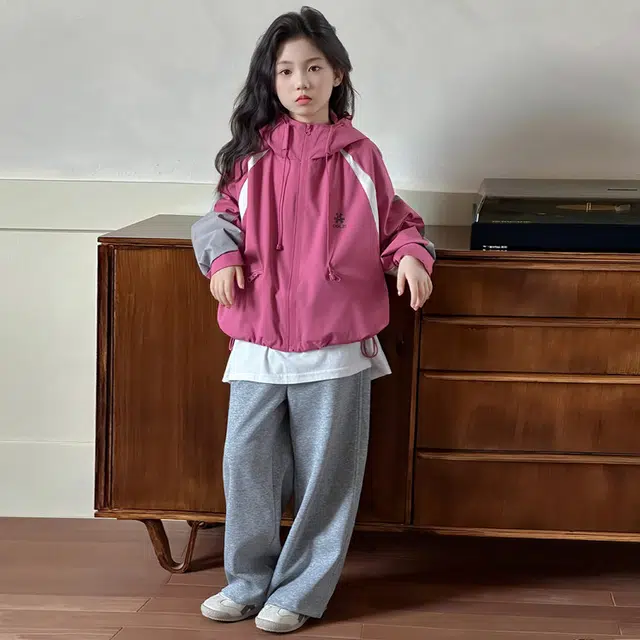 木木兔夹克 潮流时尚女童秋季外套 学生百搭休闲 美式 户外防风 宽松连帽 中大童 时髦洋气