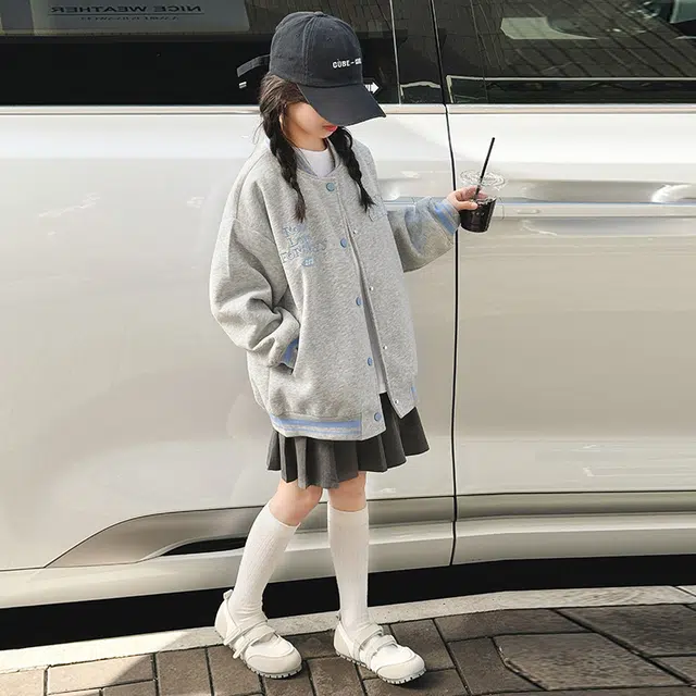 木木兔 棒球服 青春时尚 秋季女童外套 学院风 宽松舒适 学生 百搭休闲运动  潮流洋气 青少年