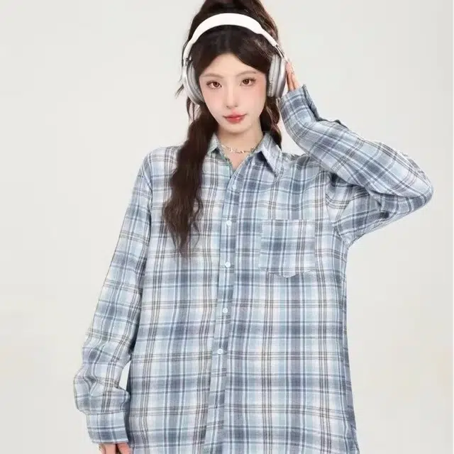 木木兔 潮流时尚  秋季外套  大码情侣装 格子长袖春秋潮牌痞帅高级感休闲衬衣服衬衫  男女同款