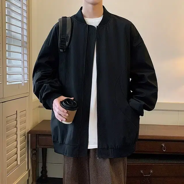 木木兔夹克 潮流时尚秋季男外套 美式复古 情侣装 大码 学生宽松休闲 简约日常通勤百搭 户外防风棒球服 青少年