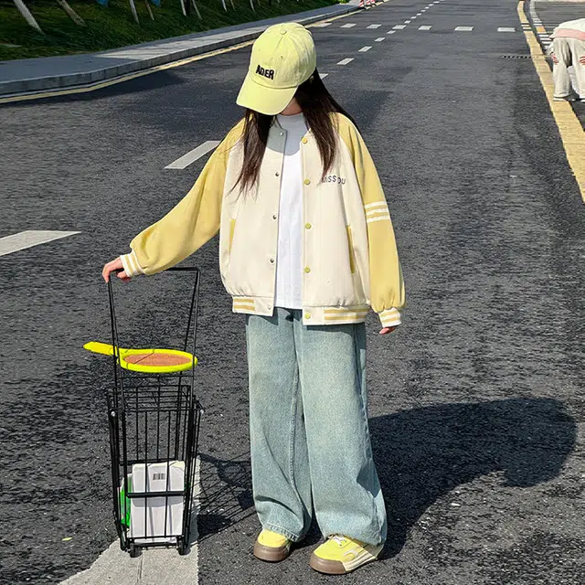 木木兔 棒球服  青春潮流时尚女童外套学院风洋气 宽松舒适秋季 简约百搭休闲运动字母  青少年