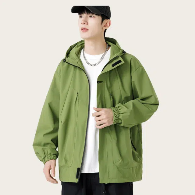 木木兔上装 潮流时尚秋季男外套 山系户外冲锋衣  情侣装 大码 学生宽松 防风防水 日常通勤百搭 夹克连帽 青少年