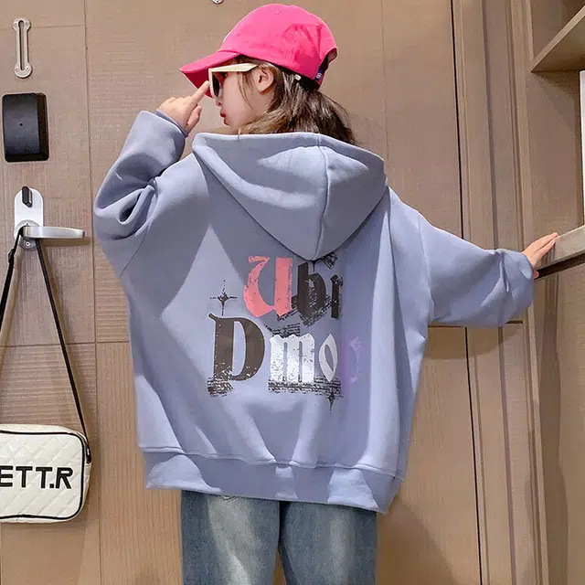 木木兔卫衣 潮流青春时尚 女童外套   宽松舒适柔软 连帽休闲百搭 女孩学院风  中大童印花