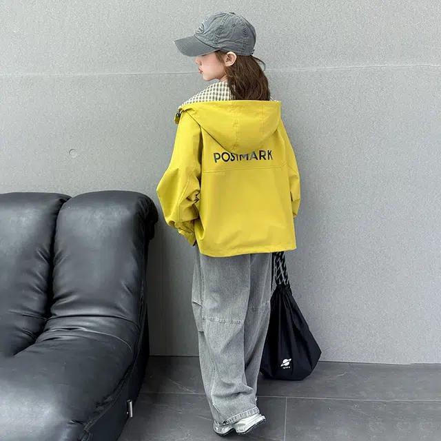 木木兔夹克 潮流时尚女童秋季外套 学生百搭休闲 宽松连帽 两面穿  户外防风 中大童初中生 时髦洋气 青少年