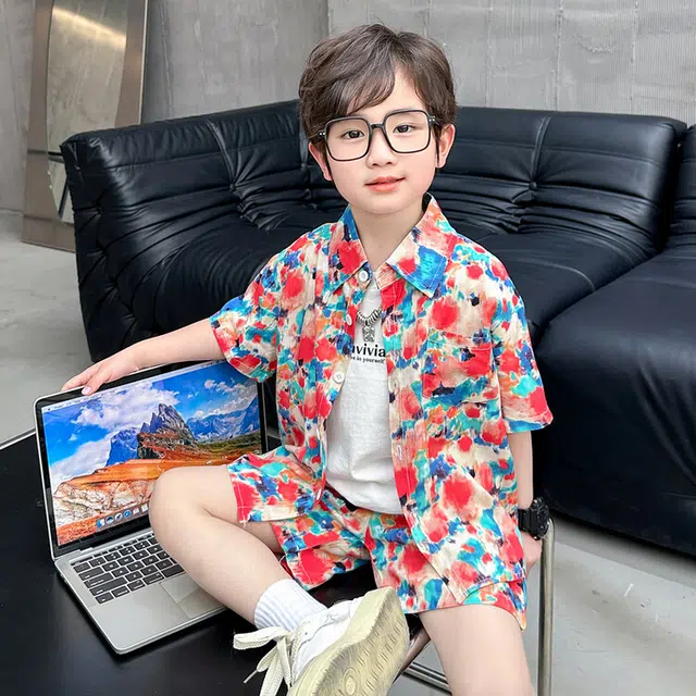 木木兔休闲运动套装 舒适简约透气时尚 红色 中小童