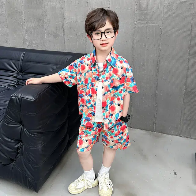 木木兔休闲运动套装 舒适简约透气时尚 红色 中小童