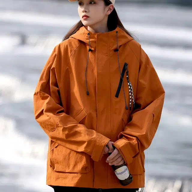 木木兔上装 潮流时尚秋季男外套 情侣装 大码冲锋衣 学生宽松 户外防风防水 日常通勤百搭 国潮高街潮牌夹克连帽 青少年