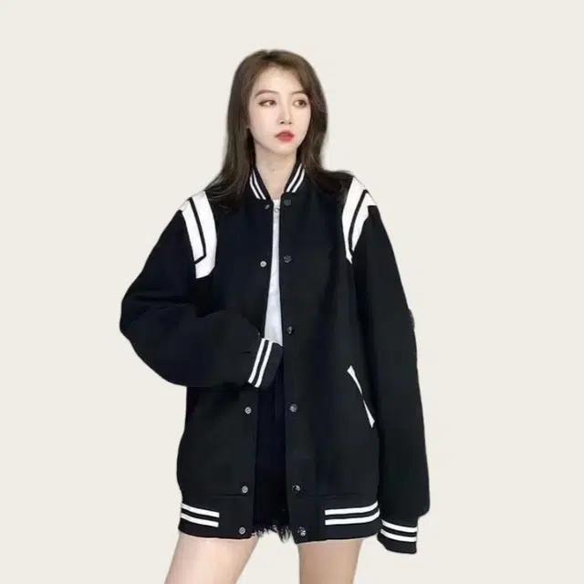 木木兔 潮流时尚秋季外套 情侣装 大码  简约百搭 宽松条纹棒球服秋冬美式复古休闲学生上衣夹克 男女同款