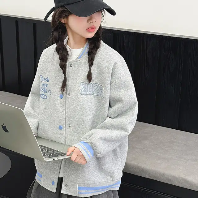 木木兔 棒球服 青春时尚 秋季女童外套 学院风 宽松舒适 学生 百搭休闲运动  潮流洋气 青少年