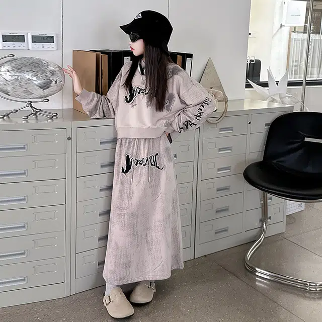 儿童款 木木兔裙装套装 时髦洋气秋季女童裙子 中大童学院风休闲两件套 柔软百搭潮流青春时尚