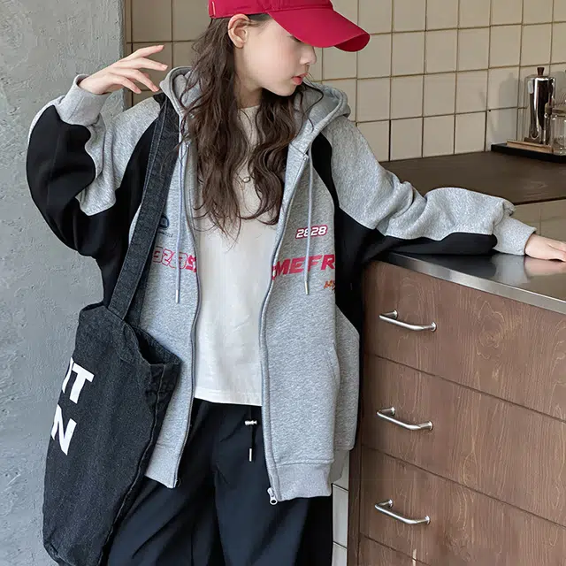 木木兔卫衣 潮流青春时尚 女童外套   宽松舒适柔软 休闲百搭 女孩学院风  中大童拼色连帽