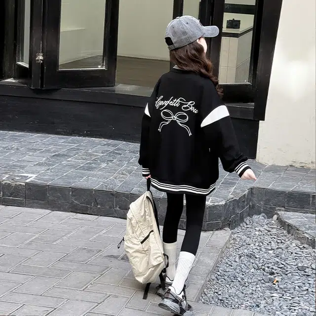 木木兔 棒球服 青春时尚潮流女大童外套学院风 甜美宽松舒适秋季简约百搭休闲运动洋气 青少年