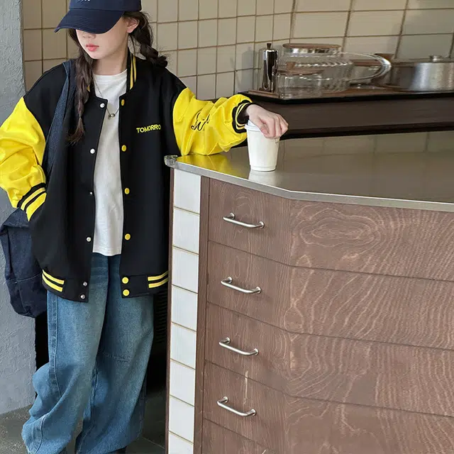 木木兔 棒球服 青春时尚男女童外套 学院风 宽松舒适秋季 简约百搭休闲运动字母潮流洋气 青少年