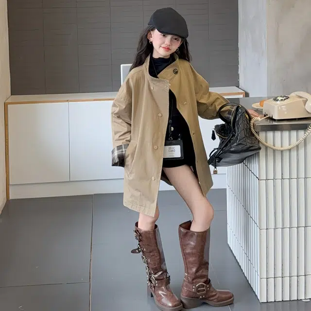 木木兔派克服 青春时尚女童外套 休闲百搭洋气风衣 潮酷优雅时髦宽松舒适 青少年