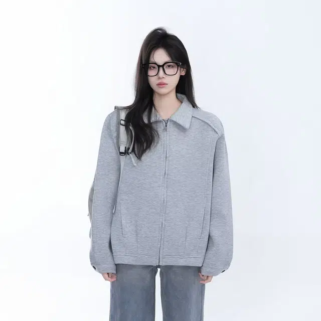 木木兔 潮流时尚秋季外套 情侣装 大码  美式复古重磅高级感拉链宽松休闲简约百搭夹克 男女同款