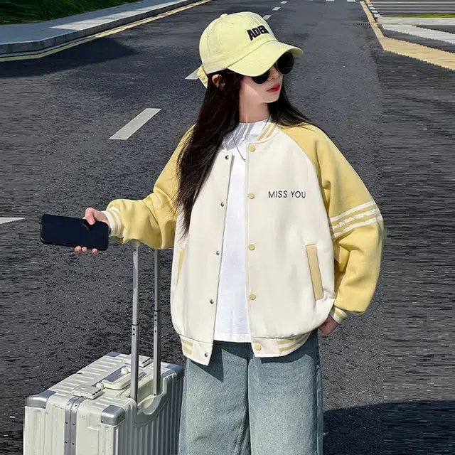 木木兔 棒球服  青春潮流时尚女童外套学院风洋气 宽松舒适秋季 简约百搭休闲运动字母  青少年