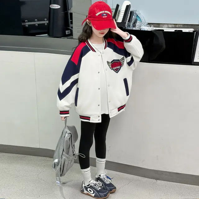 木木兔 棒球服 青春潮流时尚女大童外套学院风 宽松舒适春秋季 简约百搭休闲运动洋气 青少年