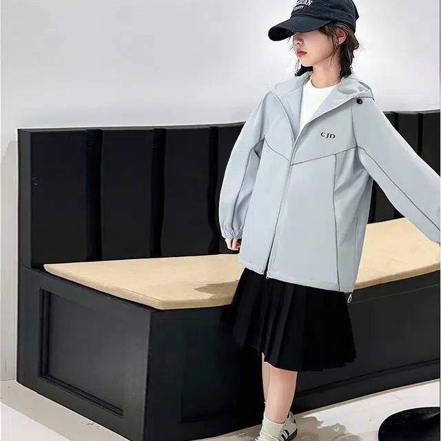 木木兔夹克 潮流时尚女童秋季外套 学生百搭休闲 户外防水防风  美式宽松连帽 中大童 时髦洋气 青少年