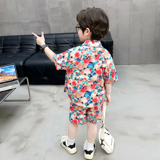 木木兔休闲运动套装 舒适简约透气时尚 红色 中小童