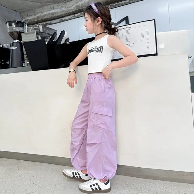 木木兔长裤 时髦洋气薄款夏季工装裤时尚女孩夏装休闲运动裤