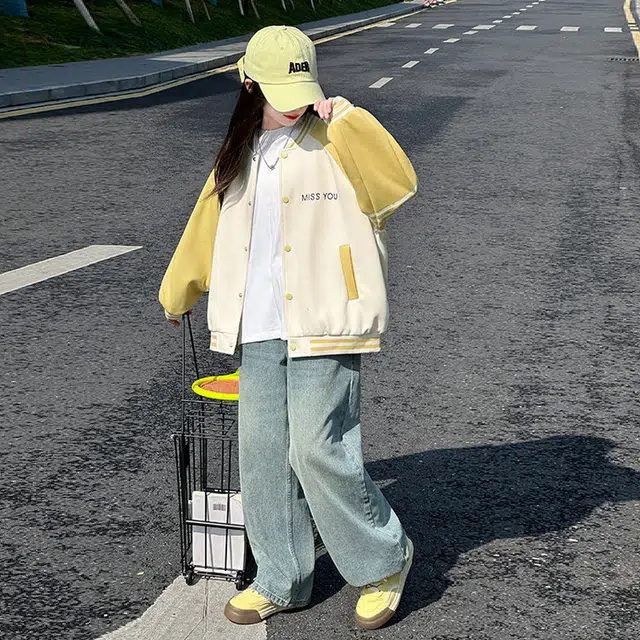 木木兔 棒球服  青春潮流时尚女童外套学院风洋气 宽松舒适秋季 简约百搭休闲运动字母  青少年