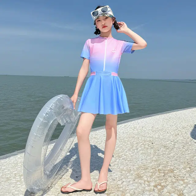 木木兔 夏季时髦洋气时尚女孩休闲显瘦套装泳衣裤 儿童款