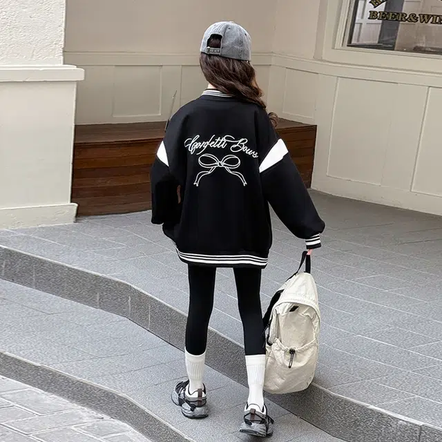 木木兔 棒球服 青春时尚潮流女大童外套学院风 甜美宽松舒适秋季简约百搭休闲运动洋气 青少年