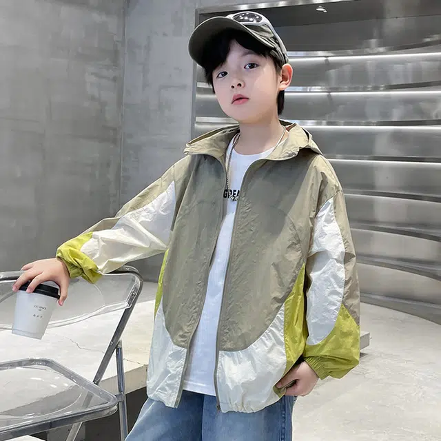木木兔 防晒衣 时髦洋气轻薄中大童韩范时尚男孩户外百搭休闲帅气连帽外套