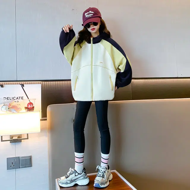 木木兔夹克 潮流时尚女童秋冬季外套 学生 户外防风 百搭休闲 宽松连帽 女孩中大童初中生 时髦洋气 青少年