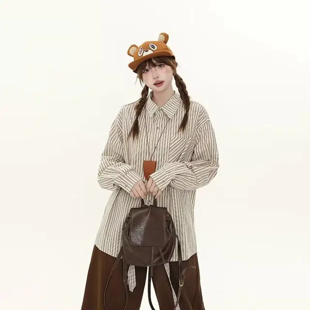 木木兔 潮流时尚  秋季外套  大码情侣装 宽松 格子长袖百搭文艺休闲衬衣上衣衬衫  男女同款