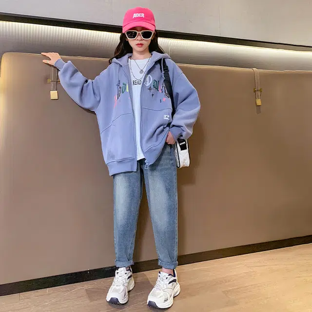 木木兔卫衣 潮流青春时尚 女童外套   宽松舒适柔软 连帽休闲百搭 女孩学院风  中大童印花